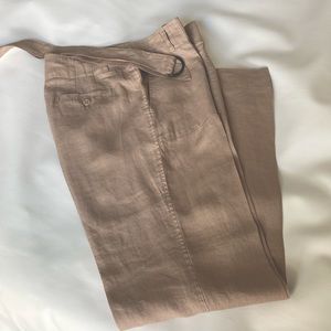 Linen  Tahari pants with a belt never worn size 8 tan rose color